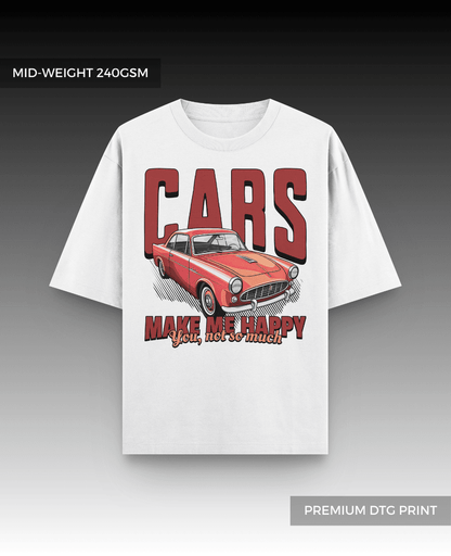 Cars Make Me Happy Oversized T-shirt for Men // Drop Shoulder 240gsm T-shirt