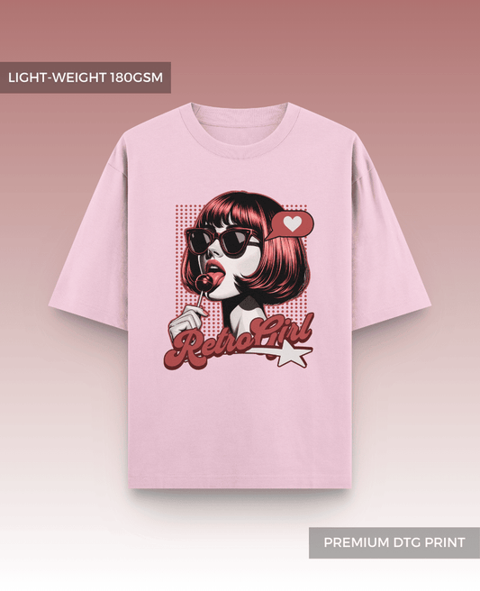 Retro Girl Oversized T-shirt // Light-weight 180gsm