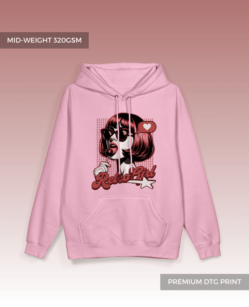 Retro Girl Pullover Hoodie // Premium 320gsm