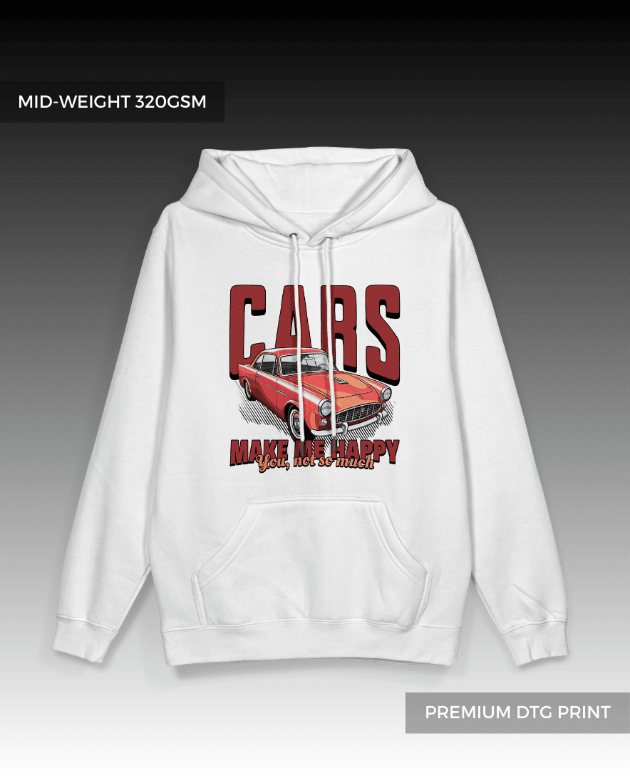 Cars make me happy Pullover Hoodie // Premium 320gsm