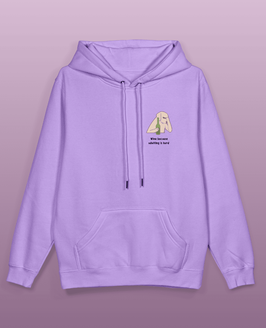 Wine and Adulting Pullover Hoodie - Pink