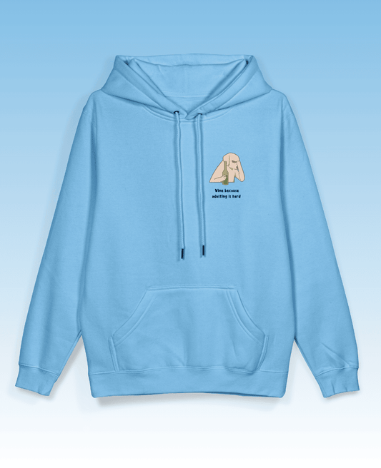 Wine and Adulting Pullover Hoodie - Blue