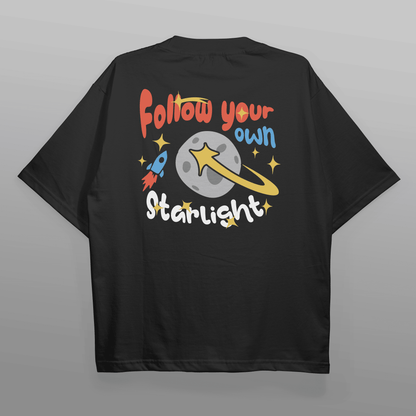 Starlight Black Drop Shoulder T-shirt | Oversized T-shirt