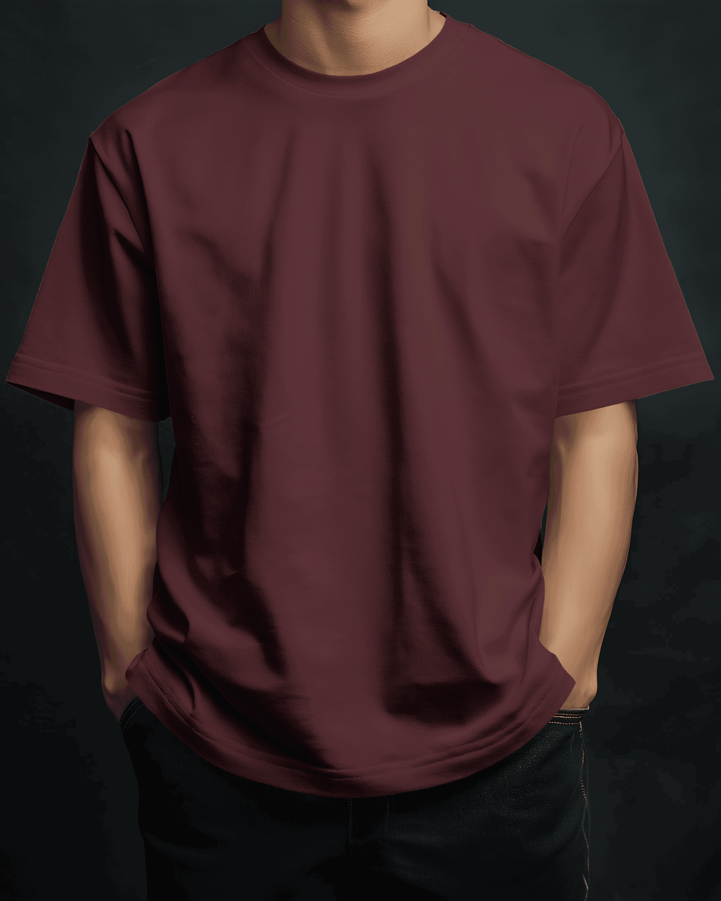 Maroon Plain Drop Shoulder T-shirt // Heavy Weight 280gsm