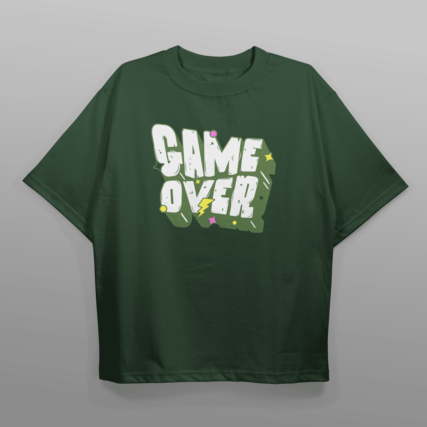 Game Over Green Drop Shoulder T-shirt | Oversized T-shirt