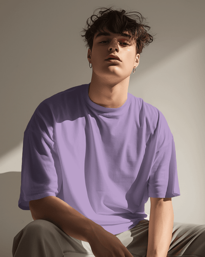 Lavender Plain Drop Shoulder T-shirt // Heavy-weight 280gsm