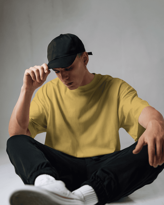 Mustard Yellow Drop Shoulder T-shirt // Mid-Weight 240gsm