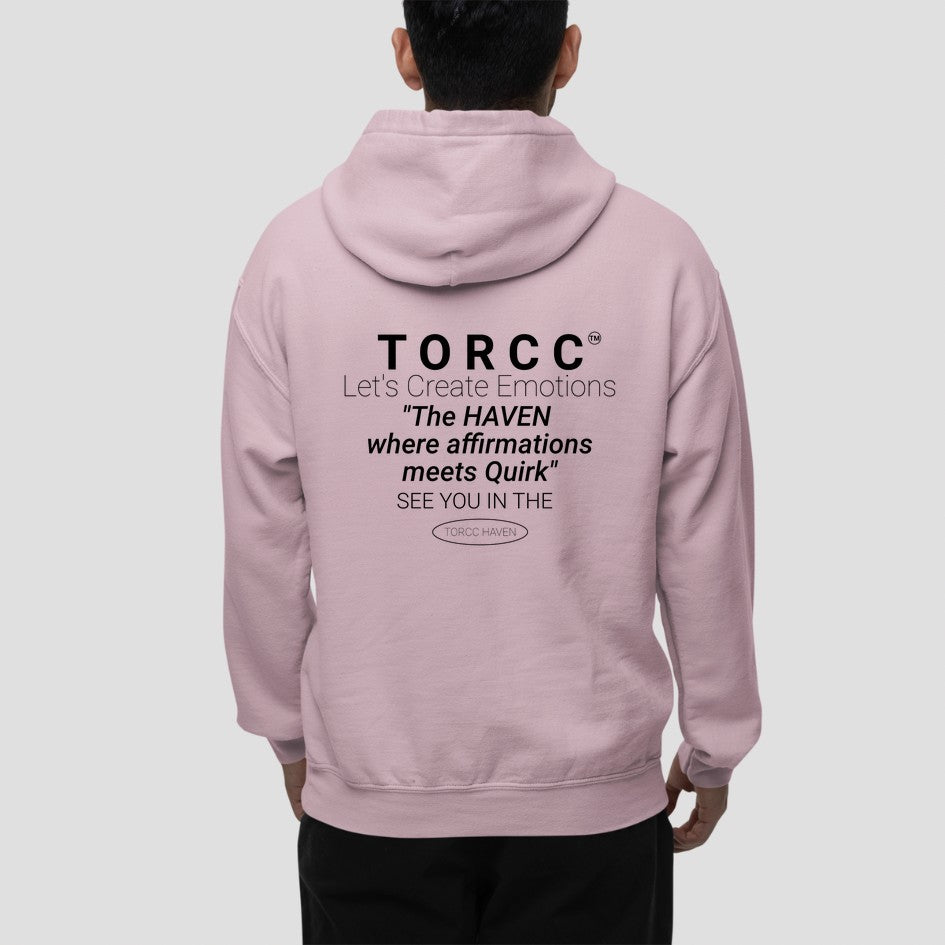 Baby Pink TORCC Haven: Graphic Hoodie For Men and Women