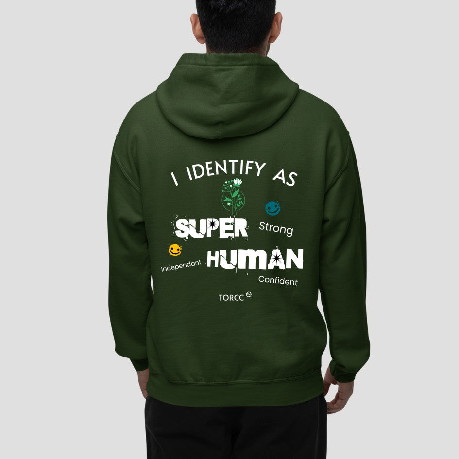 Forest Green Super Human: Graphic Hoodie For Men and Women