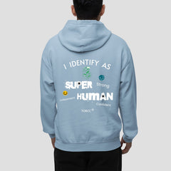 Light Blue Super Human: Graphic Hoodie For Men and Women